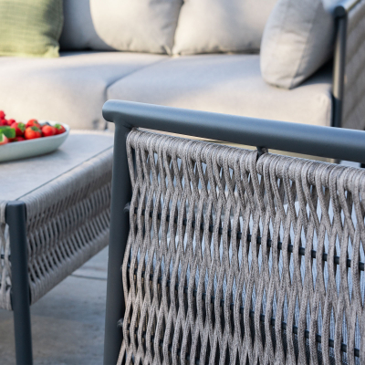 Sophia Rattan Aluminium 3 Seater Sofa Lounging Set in Mottled Grey