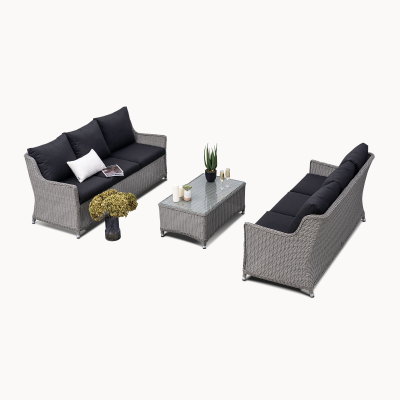 Talia Rattan 3 Seater Sofa Suite Lounging Set in White Wash