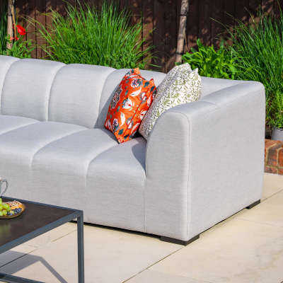 Zeus All Weather Fabric Aluminium Corner Sofa Lounging Set in Ash Grey