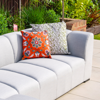 Zeus All Weather Fabric Aluminium Corner Sofa Lounging Set in Ash Grey