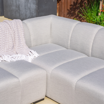 Zeus All Weather Fabric Aluminium Corner Sofa Lounging Set in Ash Grey