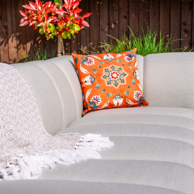 Zeus All Weather Fabric Aluminium Large Right Handed Corner Sofa Lounging Set in Ash Grey