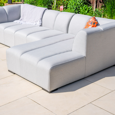 Zeus All Weather Fabric Aluminium 3 Seater Left Handed Chaise Sofa Lounging Set in Ash Grey