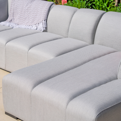 Zeus All Weather Fabric Aluminium 3 Seater Left Handed Chaise Sofa Lounging Set in Ash Grey