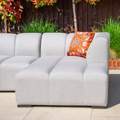 Zeus All Weather Fabric Aluminium 3 Seater Left Handed Chaise Sofa Lounging Set in Ash Grey