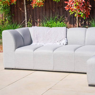 Zeus All Weather Fabric Aluminium 3 Seater Left Handed Chaise Sofa Lounging Set in Ash Grey