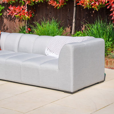 Zeus All Weather Fabric Aluminium 3 Seater Right Handed Chaise Sofa Lounging Set in Ash Grey