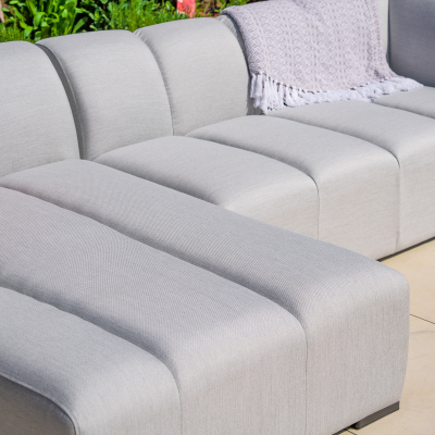 Zeus All Weather Fabric Aluminium 3 Seater Right Handed Chaise Sofa Lounging Set in Ash Grey