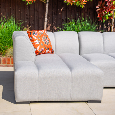 Zeus All Weather Fabric Aluminium 3 Seater Right Handed Chaise Sofa Lounging Set in Ash Grey