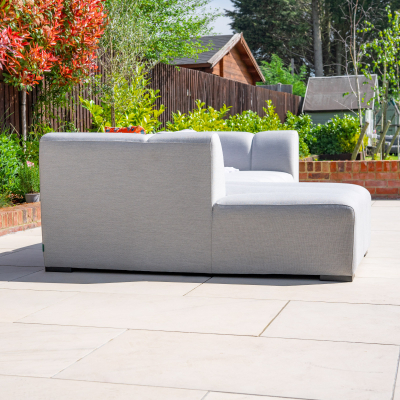 Zeus All Weather Fabric Aluminium 3 Seater Right Handed Chaise Sofa Lounging Set in Ash Grey