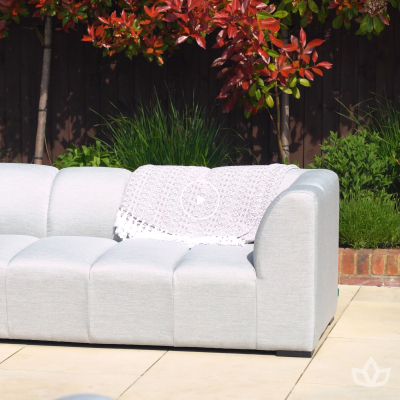 Zeus All Weather Fabric Aluminium 3 Seater Right Handed Chaise Sofa Lounging Set in Ash Grey
