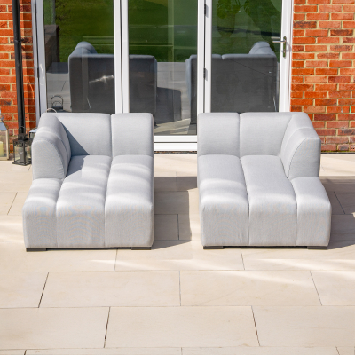 Zeus All Weather Fabric Aluminium Chaise Day Bed Lounging Set in Ash Grey