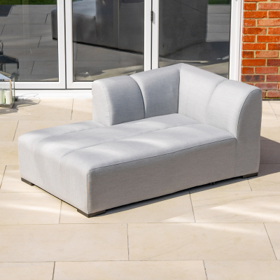 Zeus All Weather Fabric Aluminium Chaise Lounging Left Handed Piece in Ash Grey
