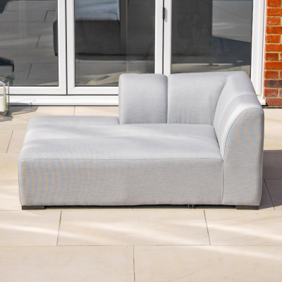 Zeus All Weather Fabric Aluminium Chaise Lounging Left Handed Piece in Ash Grey