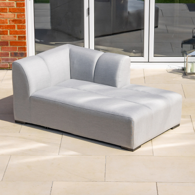 Zeus All Weather Fabric Aluminium Chaise Lounging Right Handed Piece in Ash Grey