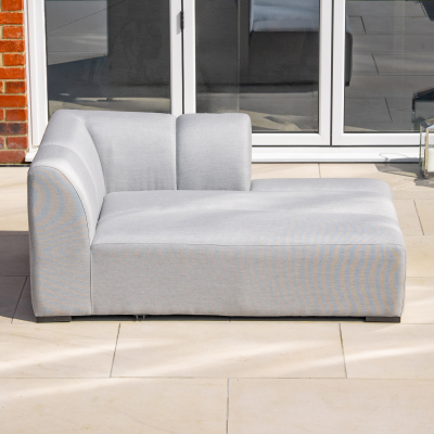 Zeus All Weather Fabric Aluminium Chaise Lounging Right Handed Piece in Ash Grey