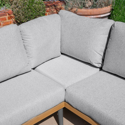 Ava Aluminium Wood Look Corner Sofa Lounge Set in Graphite Grey