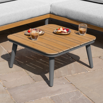 Ava Aluminium Wood Look Corner Sofa Lounge Set in Graphite Grey