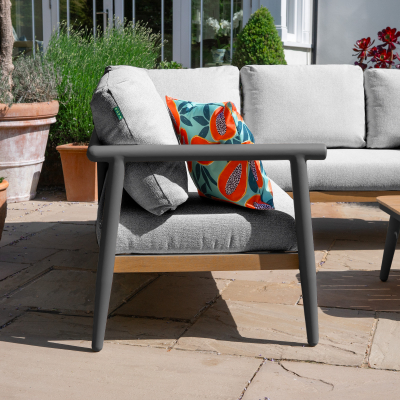 Ava Aluminium Wood Look Corner Sofa Lounge Set in Graphite Grey