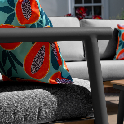 Ava Aluminium Wood Look Corner Sofa Lounge Set in Graphite Grey