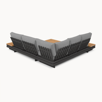 Bryson Aluminium Wood Corner Sofa Lounging Set in Graphite Grey