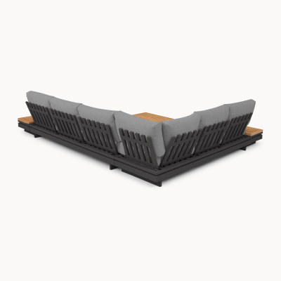 Bryson Aluminium Wood Large Corner Sofa Lounging Set in Graphite Grey