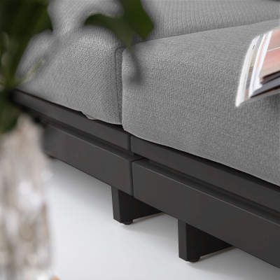 Bryson Aluminium Wood Large Corner Sofa Lounging Set in Graphite Grey