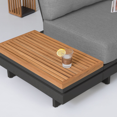 Bryson Aluminium Wood Deluxe Corner Sofa Lounging Set in Graphite Grey