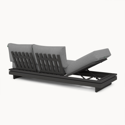 Bryson Aluminium Wood Deluxe Corner Sofa Lounging Set in Graphite Grey