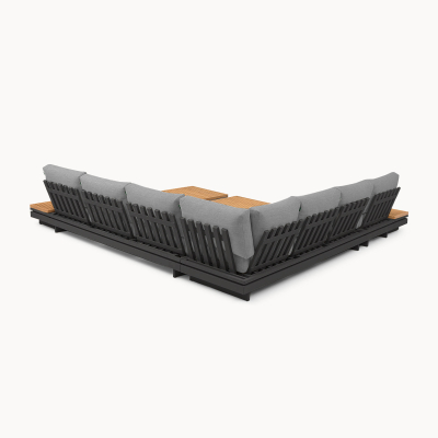 Bryson Aluminium Wood Deluxe Corner Sofa Lounging Set in Graphite Grey