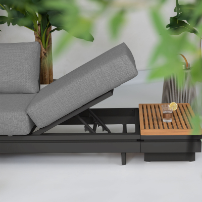 Bryson Aluminium Wood Deluxe Corner Sofa Lounging Set in Graphite Grey