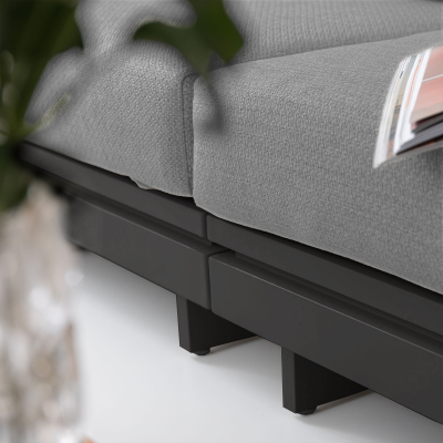 Bryson Aluminium Wood Deluxe Corner Sofa Lounging Set in Graphite Grey