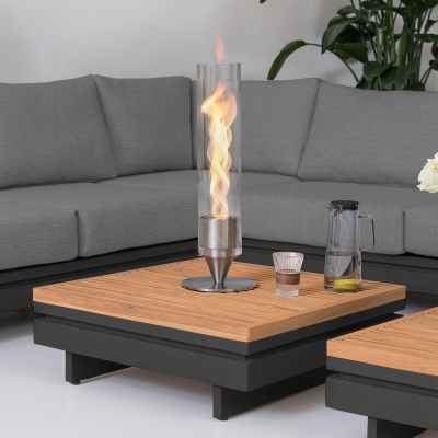 Bryson Aluminium Wood Deluxe Corner Sofa Lounging Set in Graphite Grey