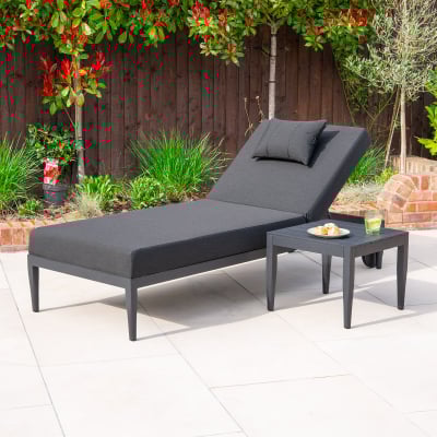 Duke All Weather Fabric Aluminium Sun Lounger in Charcoal