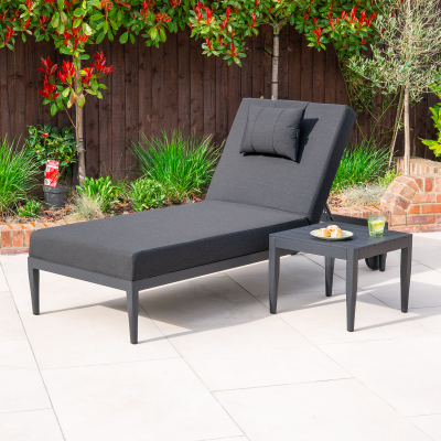 Duke All Weather Fabric Aluminium Sun Lounger in Charcoal