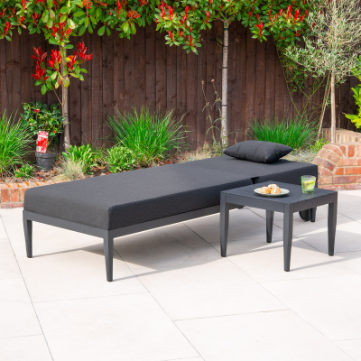 Duke All Weather Fabric Aluminium Sun Lounger in Charcoal