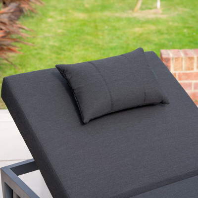 Duke All Weather Fabric Aluminium Sun Lounger in Charcoal