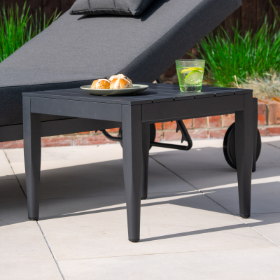 Duke All Weather Fabric Aluminium Sun Lounger in Charcoal