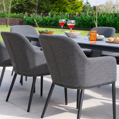 Ally 8 Seat All Weather Fabric Aluminium Dining Set - Rectangular Table in Graphite Grey