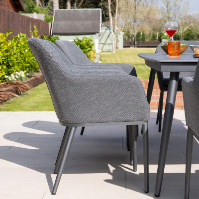 Ally 8 Seat All Weather Fabric Aluminium Dining Set - Rectangular Table in Graphite Grey