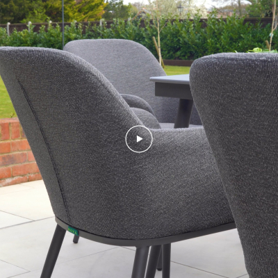 Ally 8 Seat All Weather Fabric Aluminium Dining Set - Rectangular Table in Graphite Grey