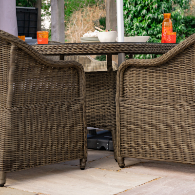 Isabella 6 Seat Rattan Dining Set - Oval Table in Dark Sand