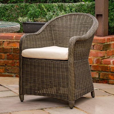 Isabella 6 Seat Rattan Dining Set - Oval Table in Dark Sand