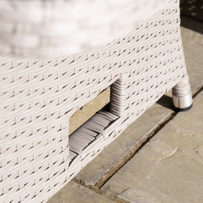 Emily L-Shaped Corner Rattan Lounge Dining Set with Stool and Bench - Rising Table in Moon Grey