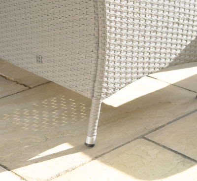 Emily L-Shaped Corner Rattan Lounge Dining Set with Stool and Bench - Gas Fire Pit Table in Moon Grey