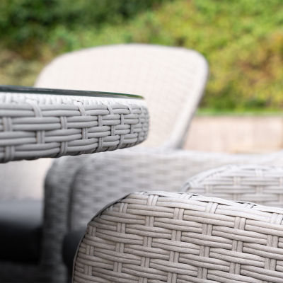 Emily 8 Seat Rattan Dining Set - Round Table in Moon Grey