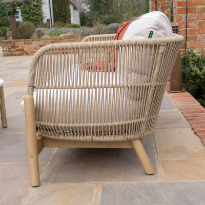 Madison Wood Rope 2 Seater Sofa Lounging Set in Natural