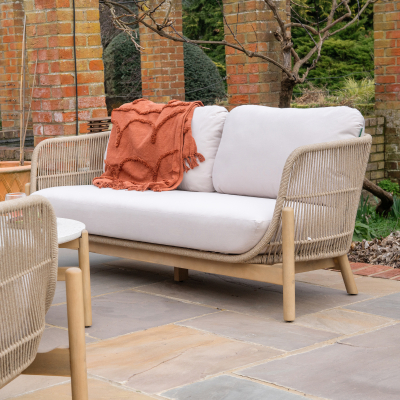 Madison Wood Rope 2 Seater Sofa Lounging Set in Natural
