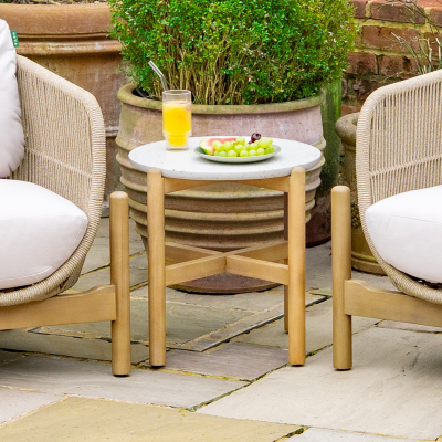 Madison Wood Rope Round Side Table in Natural