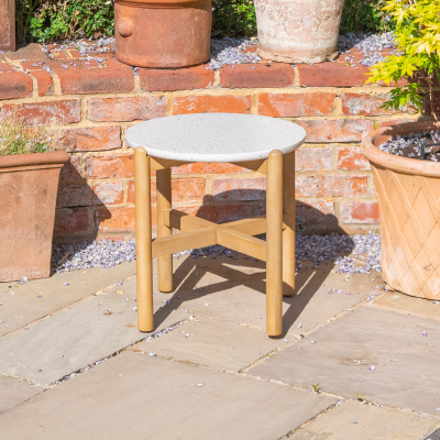 Madison Wood Rope Round Side Table in Natural